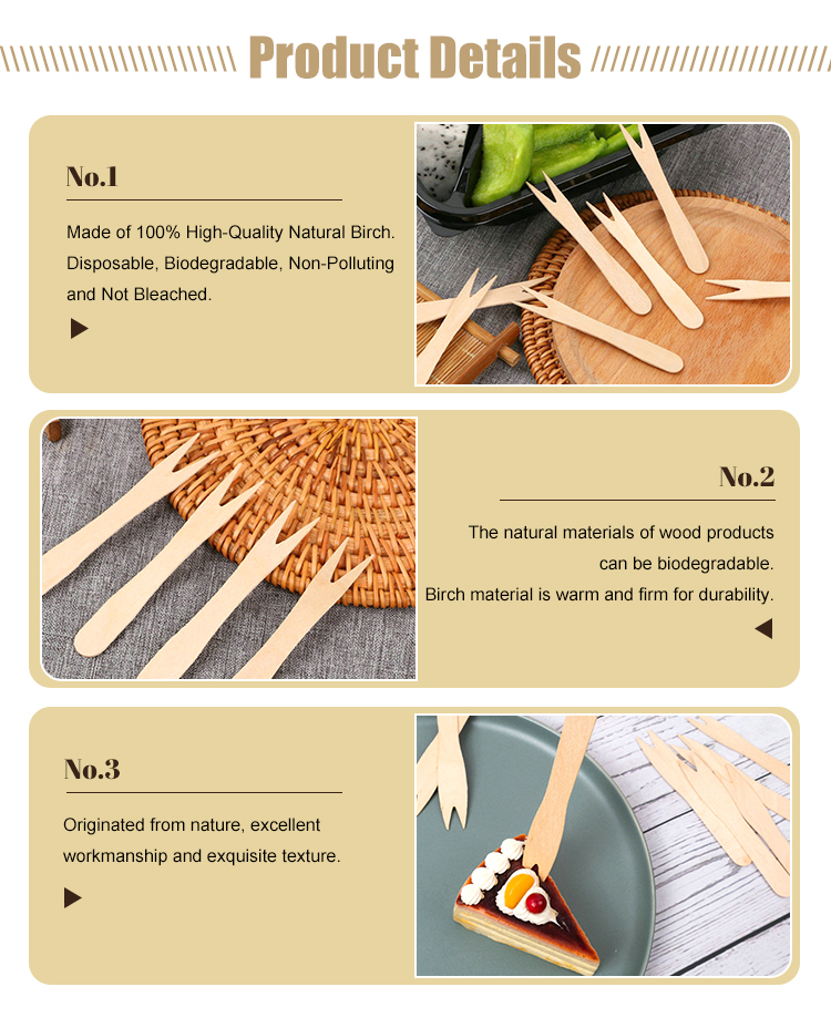 140mm Wooden Fruit Forks Toothpicks
