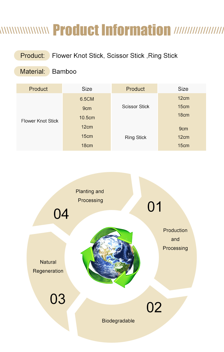 18cm Handmade Bamboo Knotted Stick Scissor Skewer