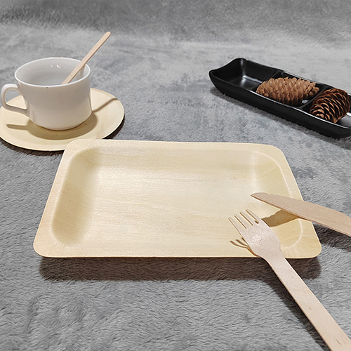 8 Inch Wooden Plate For Parties Takeout