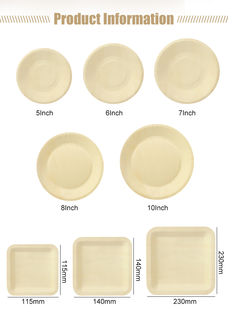 8 Inch Wooden Plate For Parties Takeout