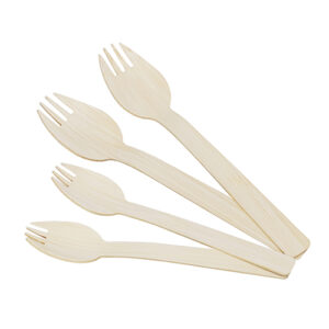 Bamboo Spork In Kraft Packaging 160mm