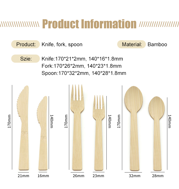 Disposable Bamboo Knife Spoon and Fork Set