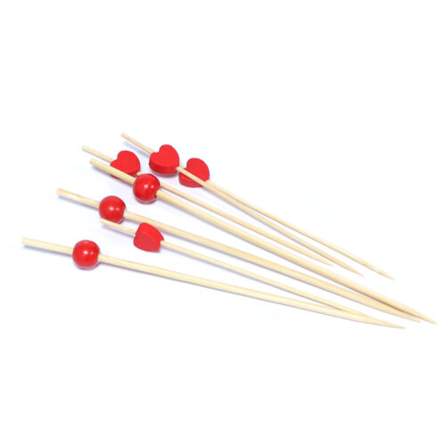 Small Disposable Bamboo Beaded Red Toothpicks