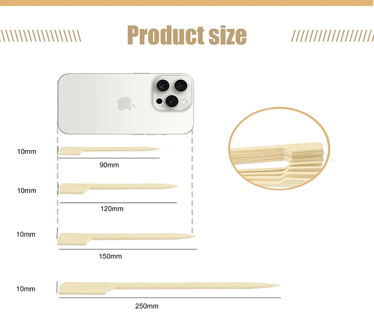 Bamboo BBQ Skewers Biodegradable Food Grade