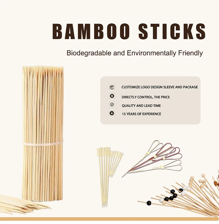 Eco Friendly Bamboo Skewers Biodegradable