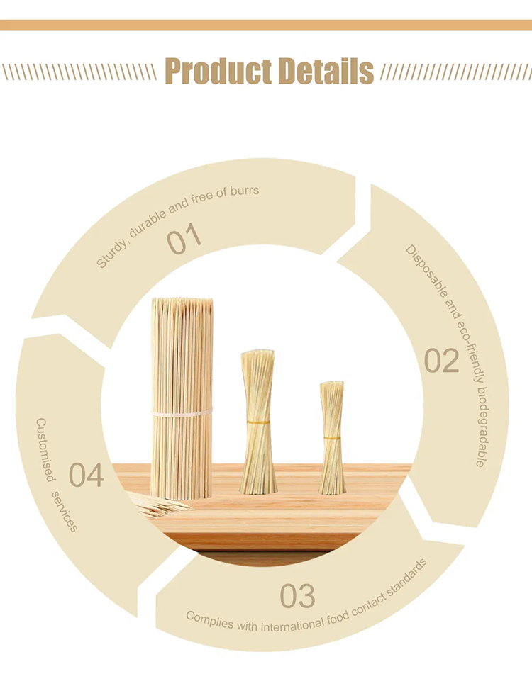Eco Friendly Bamboo Skewers Biodegradable