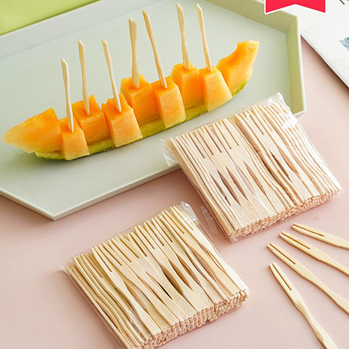 Mini Bamboo Fruit Forks for Party