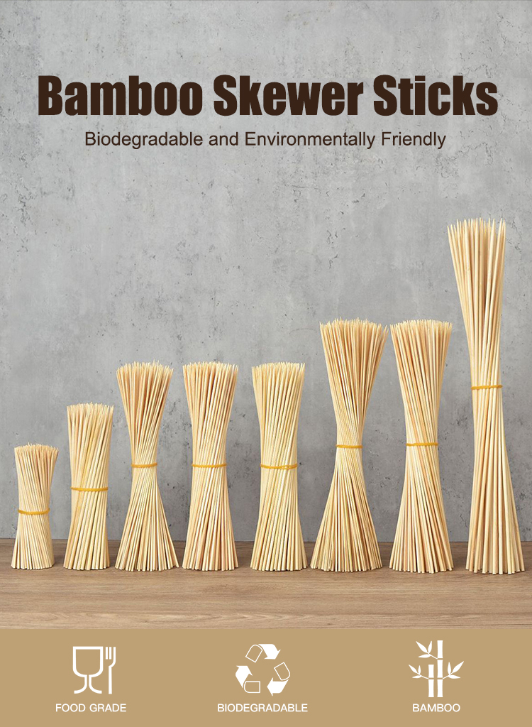 Square Bamboo Skewers 17cm Natural Bamboo Stick