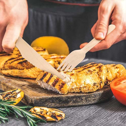 160mm Wooden Fork Spoon Knife Bulk