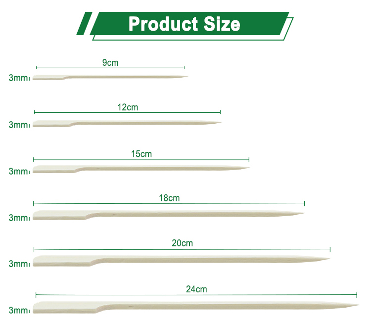 18cm Bamboo Skewers No Burrs