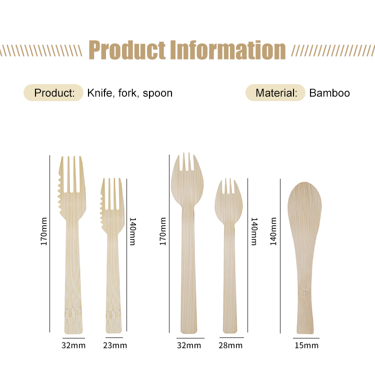 Bulk Eco-Friendly 14cm Bamboo Spork