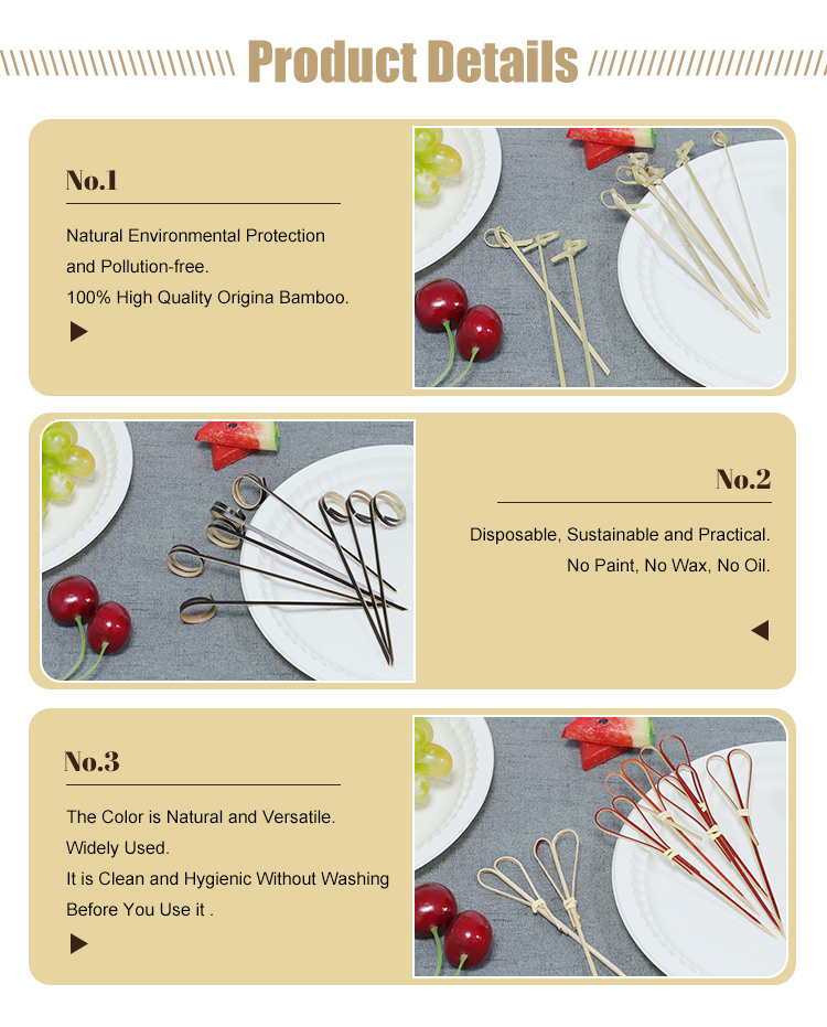 Disposable 12cm Knotted Bamboo Skewers