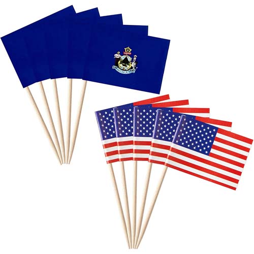 Natural Wooden Toothpick Flags Party Decoration