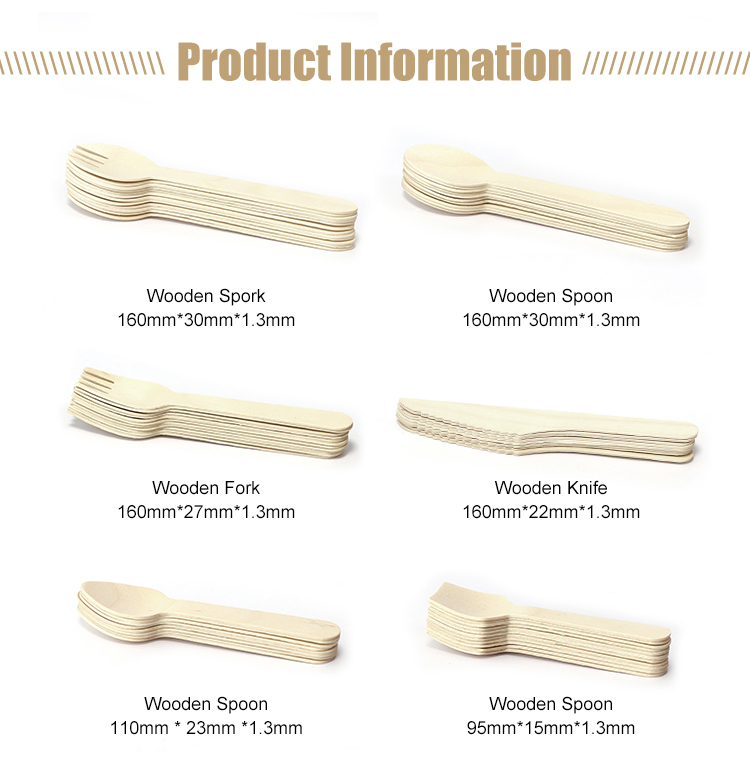 175mm Wooden Cutlery Set