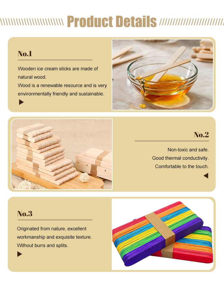 140mm Colored Wooden Ice Cream Sticks
