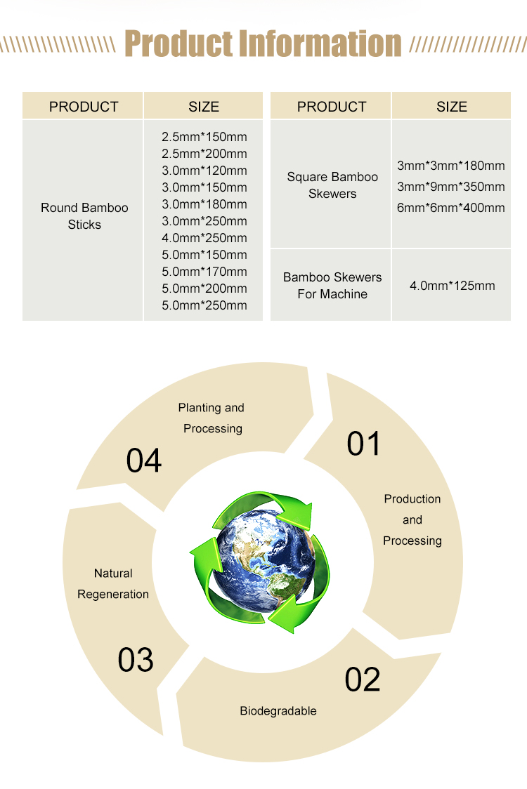 18cm Food Grade Bamboo Skewers