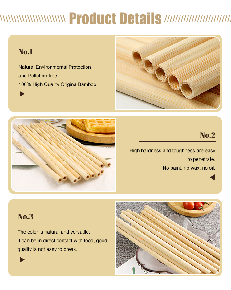 210mm Bamboo Drinking Straws