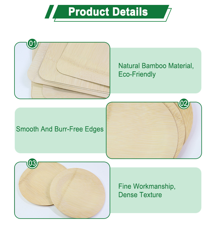 9 Inch Square Bamboo Plates