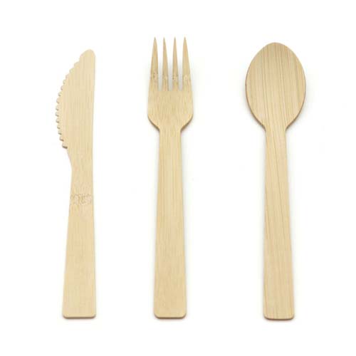 170mm Disposable Bamboo Cutlery Set Spoon Fork Knife for Travel Party