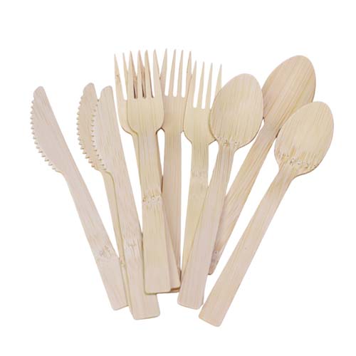 170mm Disposable Bamboo Cutlery Set Spoon Fork Knife for Travel Party