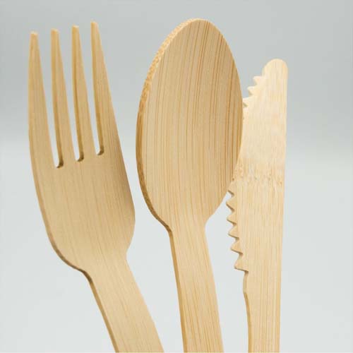 170mm Disposable Bamboo Cutlery Set Spoon Fork Knife for Travel Party