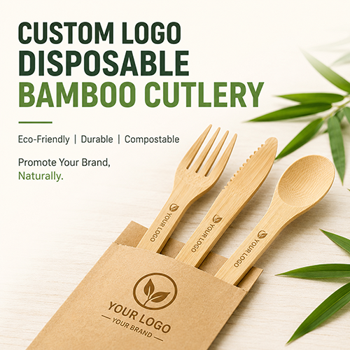 Custom Logo Disposable Bamboo Cutlery for Brand Promotion