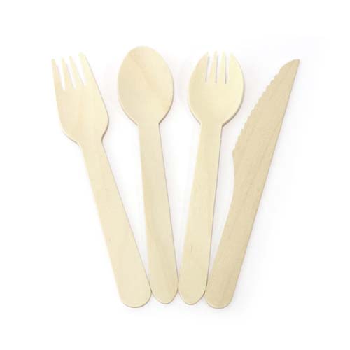 Compostable Wooden Fork Spoon Knife Set