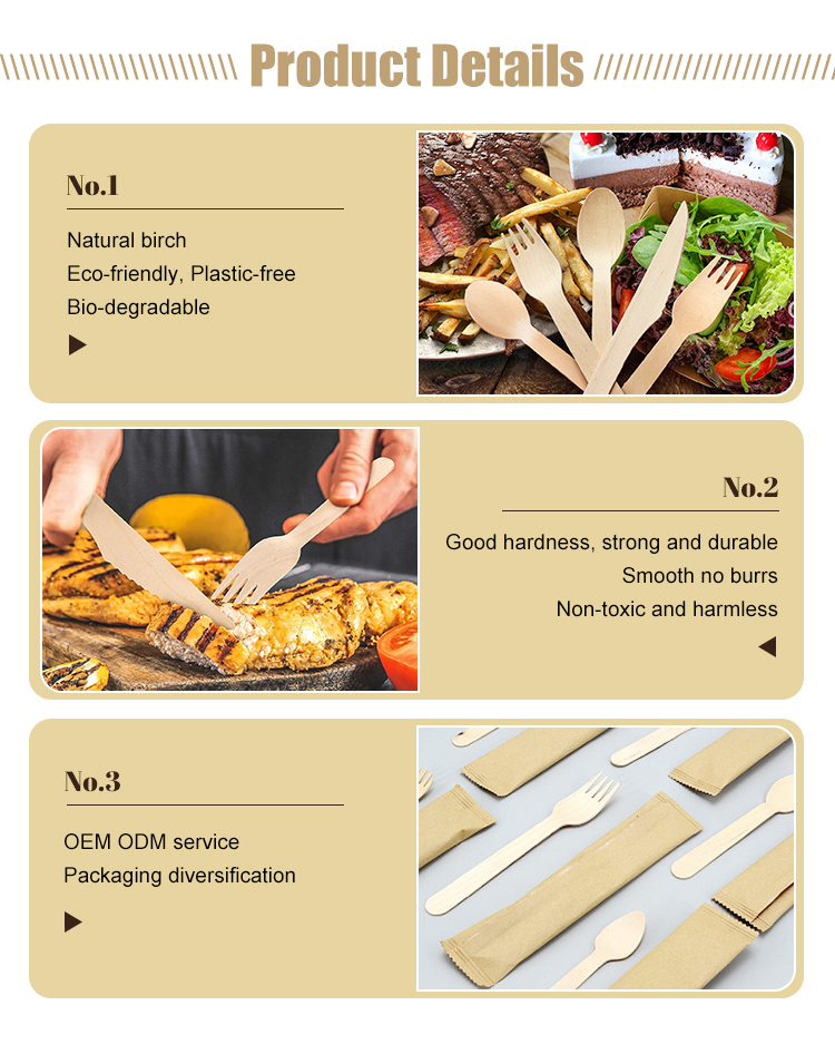 Compostable Wooden Utensils for Takeaway Food