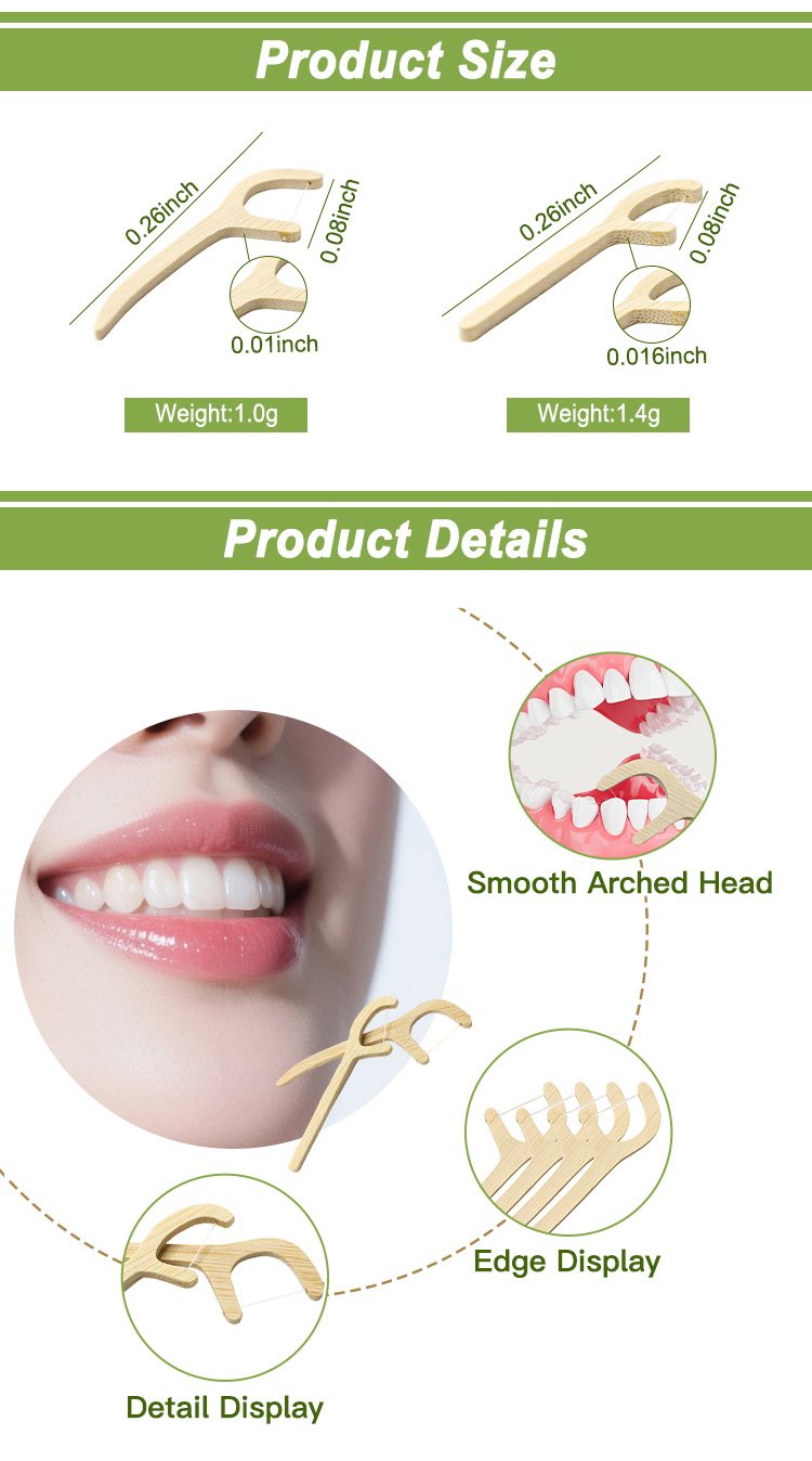 Disposable Bamboo Tooth Floss Picks