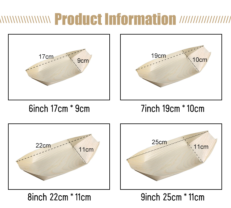 Wooden Snack Serving Boats