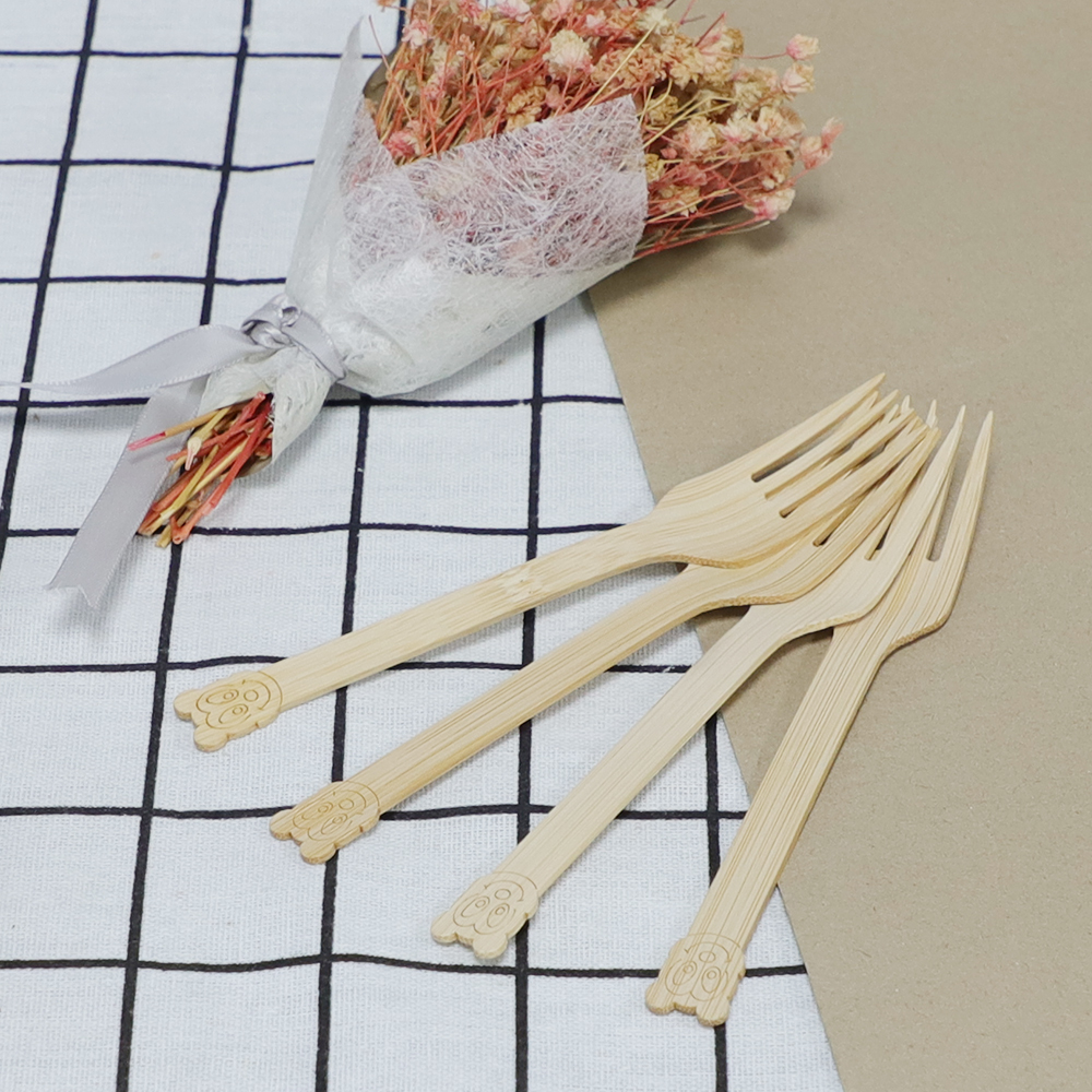 16cm Bamboo Cutlery Set Knife Fork Spoon for Takeaway